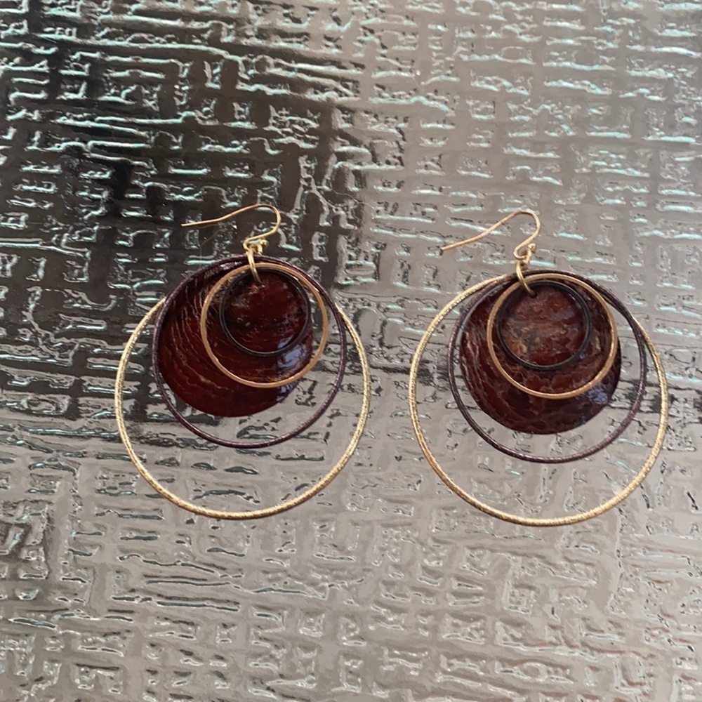 Brown and gold earrings